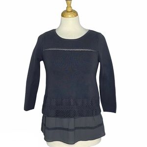 Ann Taylor LOFT Two Tiered Laser Cut Top Sz Small